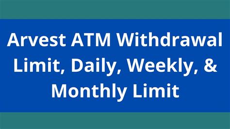 Arvest atm withdrawal limit - There is no limit for the number of deposits allowed and a standard deposit limit of $2,500 per business day and $10,000 per rolling 30 days applies. Watch the Quick Tip video below for a step-by-step tutorial on how to use mobile check deposit with the Arvest Go mobile app. For more Arvest Go Quick Tip videos find Arvest Bank on YouTube.